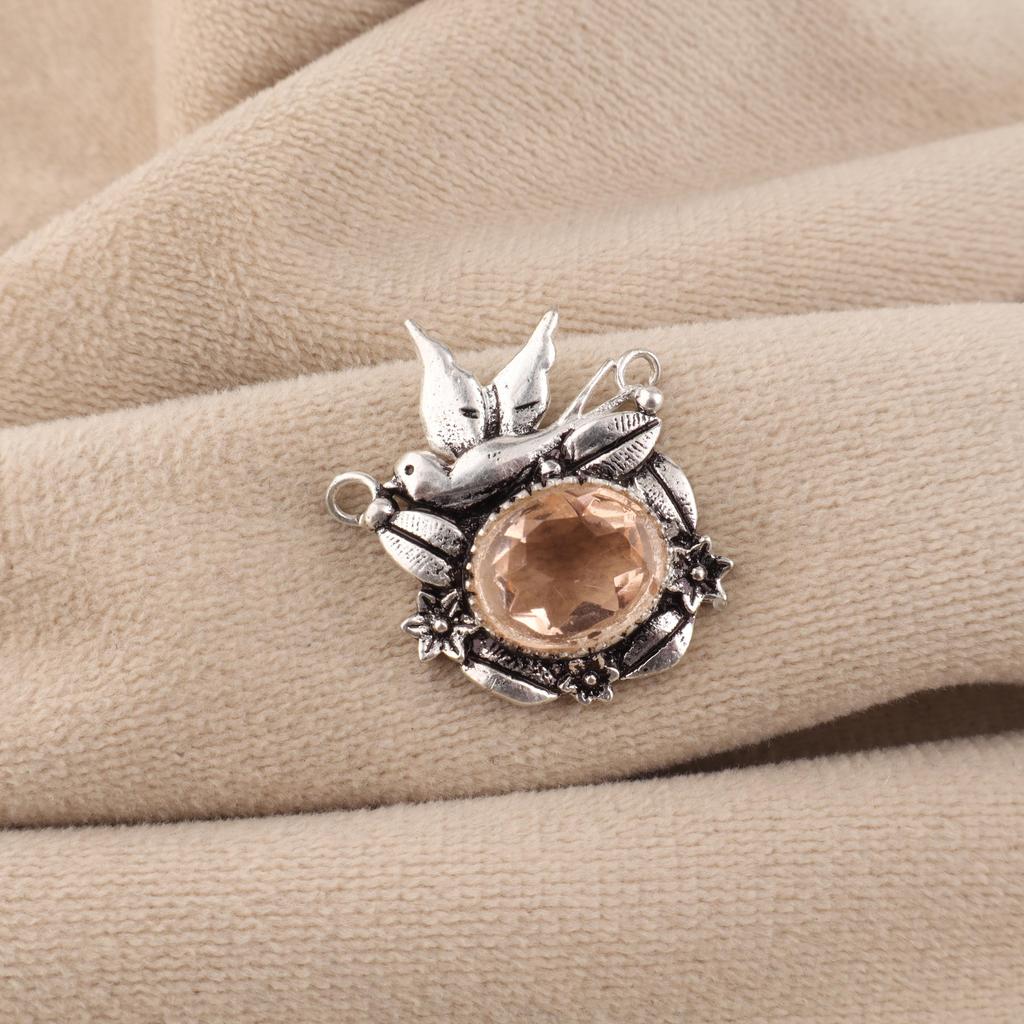 Peach Tourmaline Gemstone Silver Pretty Pendant 0.5" 925 Sterling Silver Women Jewelry For Gift CP-43-11