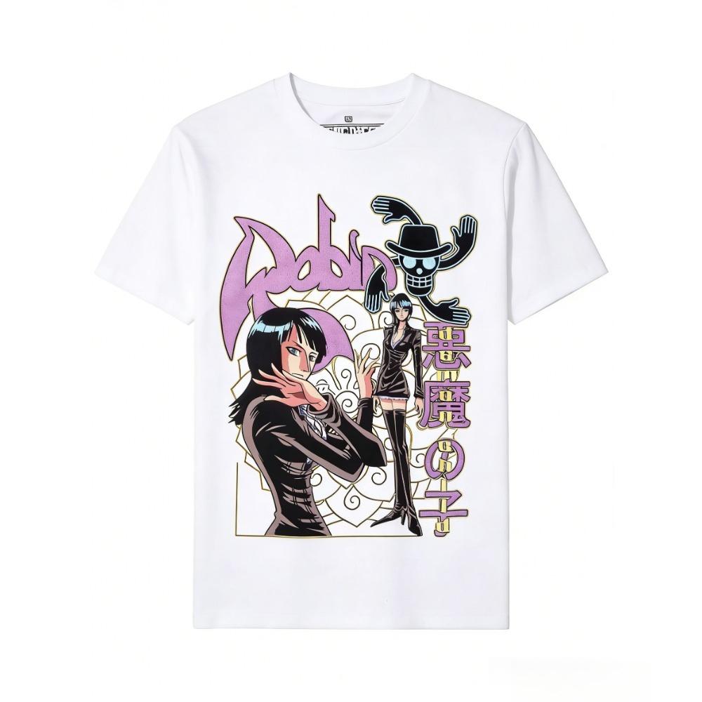 One Piece Nico Robin Unisex Pure Cotton T-shirt Summer Hot Anime Print American Casual Short Sleeved Top