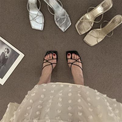 Zomer windschoenen feeënbel thin belt Franse design dunne hak sandalen nieuwe veelzijdige jaar niche hoge hak sandalen