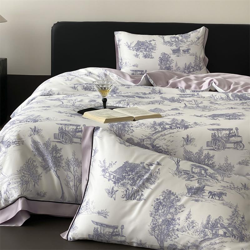 Kaufe Luxurise Bio-Bambus Weiche Seidige Druck Bettwsche Set Einzel  Doppel Queen King Gre Bettbezug Flach-/Spannbettlaken Kissenbezug zum  Preis ab 115 | Joom