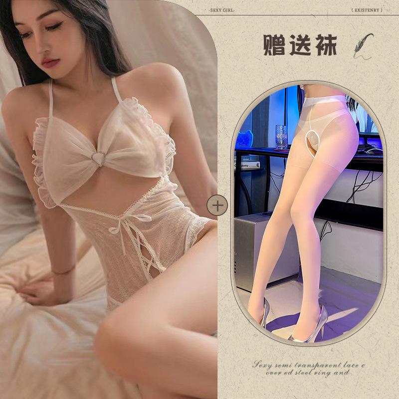 Sexy Lingerie Sexy Suspender Lace Temptation Hollow Open Onesie Hot