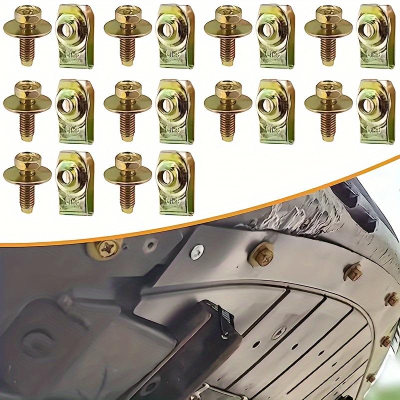 40pcs Heavy-Duty Steel U-Nut Clip Fasteners for Car Hood Protection - Secure Bolt Mounts with Screw Installation 20 Screws&20 Nuts