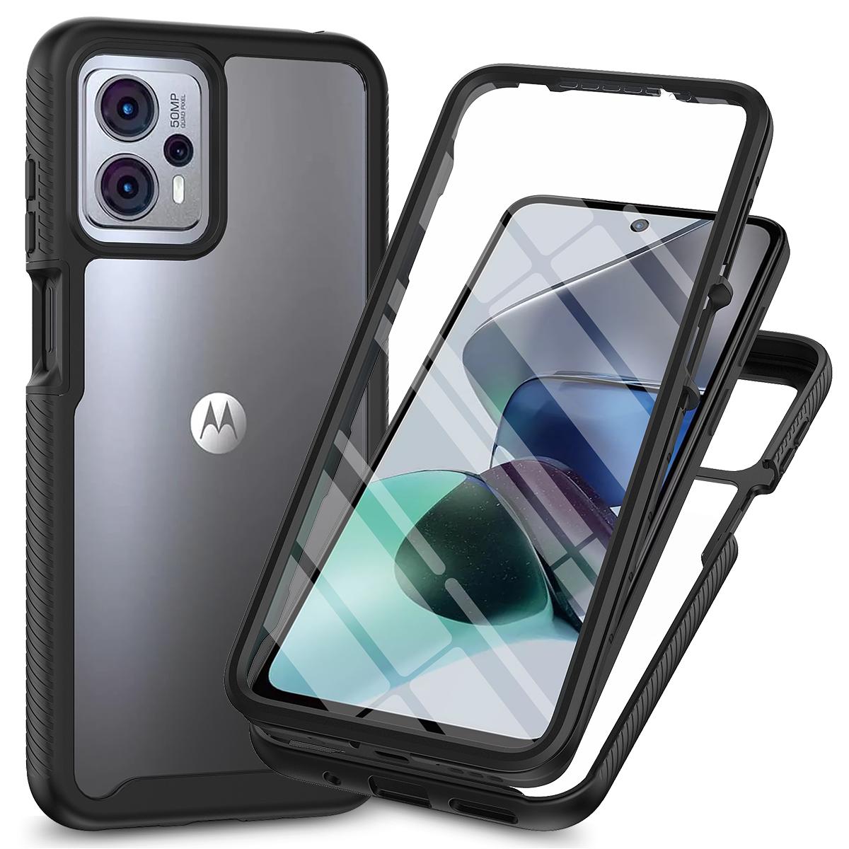 

Phone Case for Motorola Moto G13 4G/G23 4G 3-in-1 Detachable Protective Case with PET Screen Protector Black
