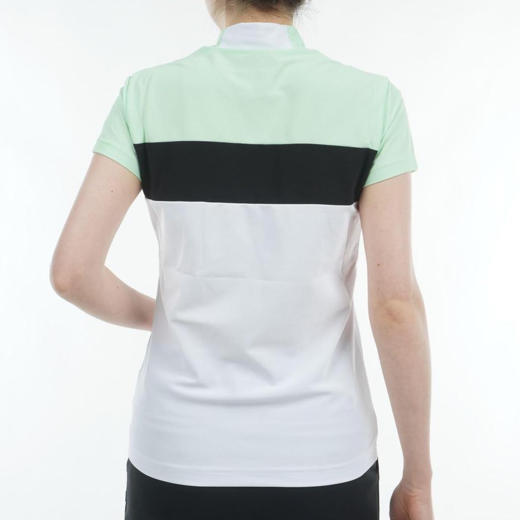 Golf Kortarmet Mock Neck Skjorte til Svette Rask UV Grønn x Hvit 0 [New Balance] Dame (Kjølig berøring, Absorberende, Tørkende, Stretch, Beskyttelse) /