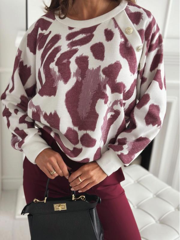 

Новая женская футболка-свитшот с круглым вырезом, длинными рукавами, принтом и пуговицами, 2024 S