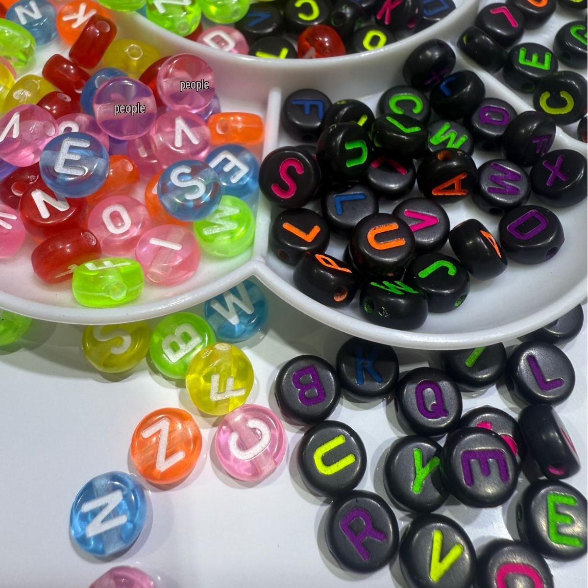 

Acrylic Alphabet Beads for Kids DIY Jewelry and Crafts 6*6 Black with White Letters (Approx. 3350 pcs)