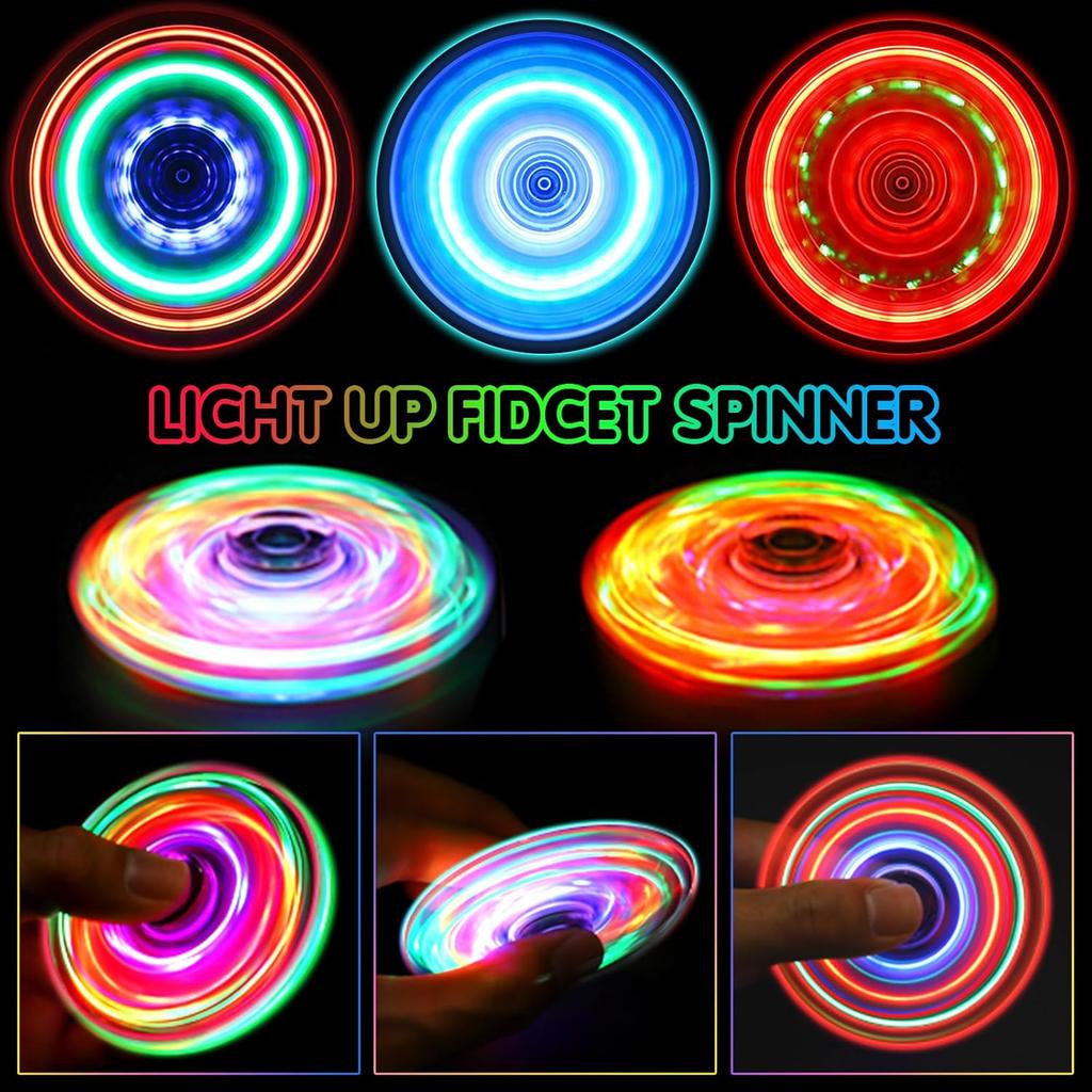LED Light Fidget Spinner Finger Toy Hand Spinner Glow in Dark Stress Reduction and Anxiety Relief for Children