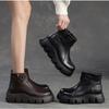 Johnature Warm Plush Women's Cotton Boots Retro Commuter Versatile Round Toe Thick Soled Ankle Boots