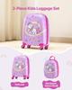 Kids Luggage Set, 2 Piece, 45.7 cm Hardside Rolling Wheels Suitcase with Hard-Shell Backpack, Unicorn Kids Carry on Luggage Set, Holiday Birthday Gift