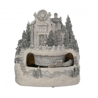 Christmas Village Scene with LED Lights and Moving Train