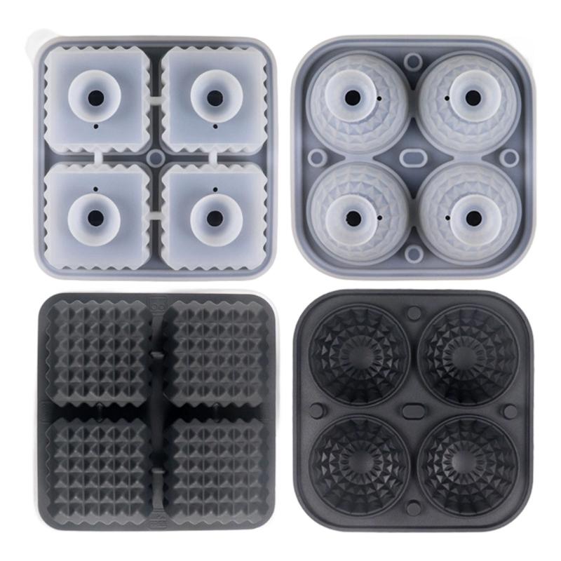 2 Pack Creative Geometric Ice Cubes Molds Silicone Ice Ball Tray For Cocktails Whiskey Nonstick Kitchenwares