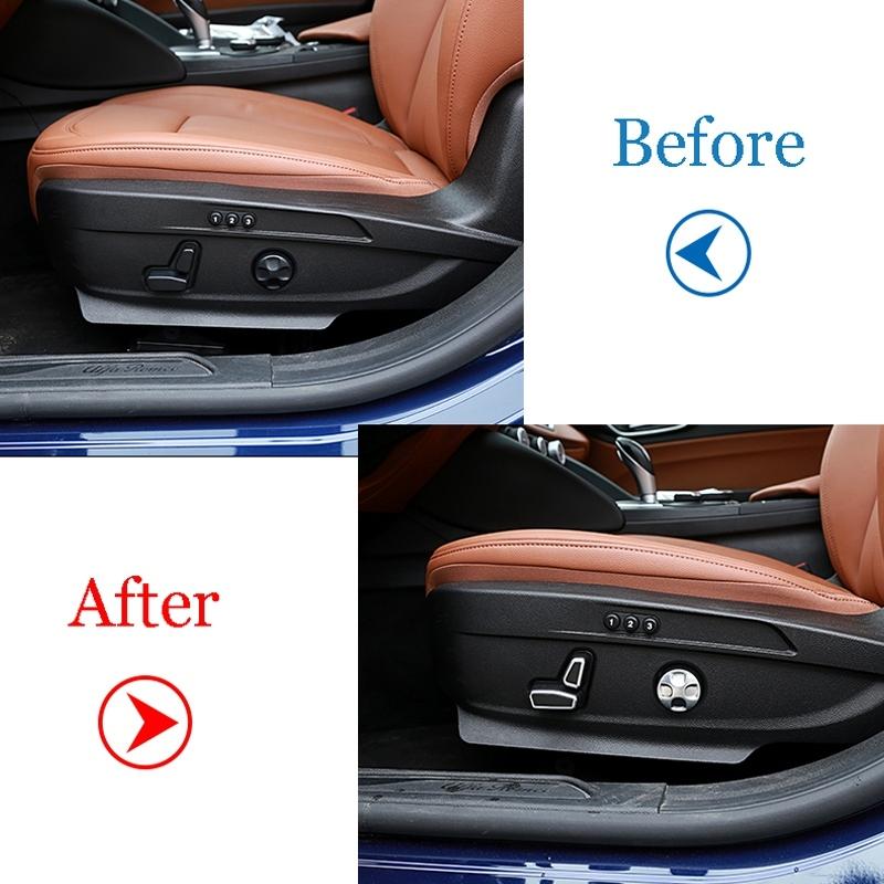 6Pcs ABS Seat Adjustment Button Cover Trim For Alfa Romeo Giulia Stelvio 2017 2018   Auto Accessories