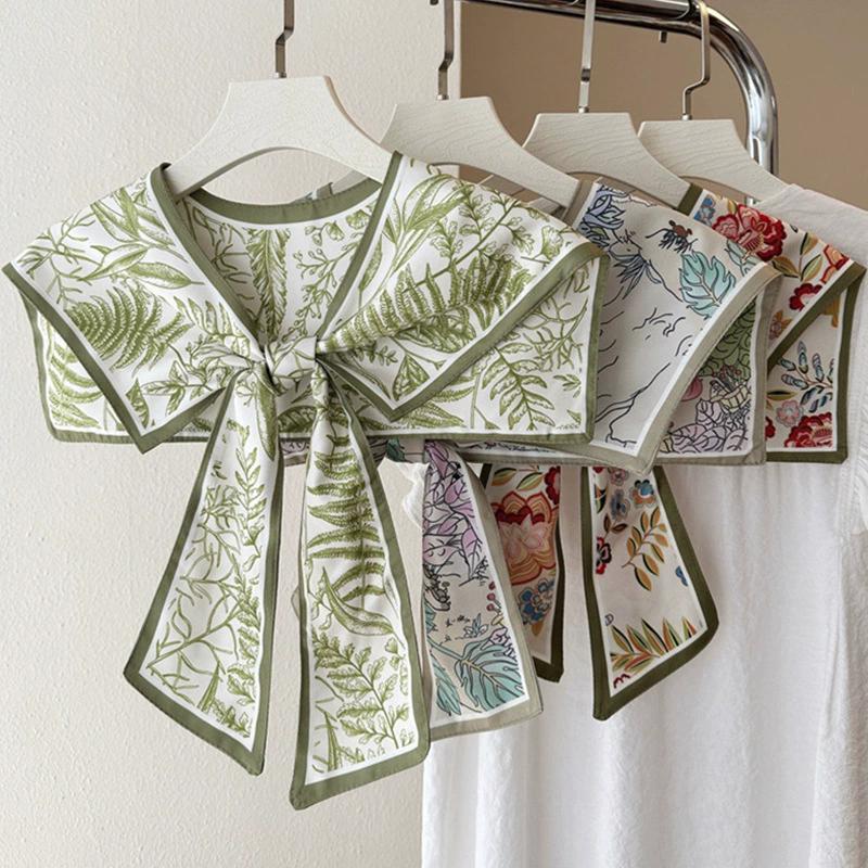 Perfect Match New Women Printed Shawl Fake Collar Detachable Big Lapel False Collar Shirt Kragen Sahte Yaka Kraagje For Clothing Accessories