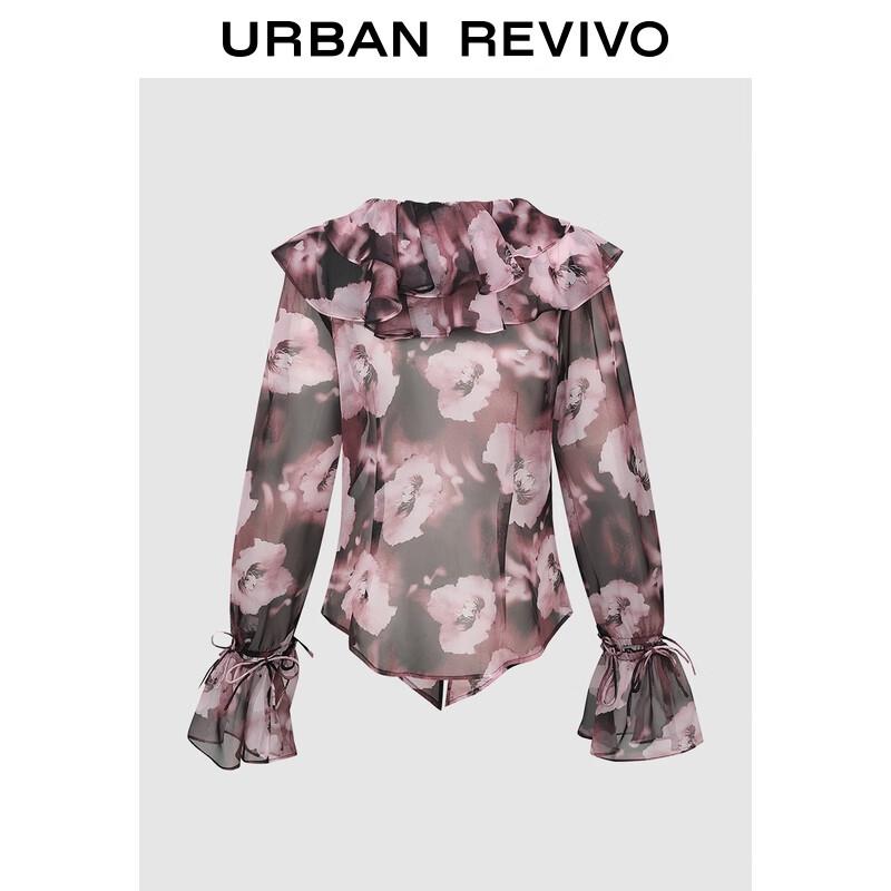 UR Retro Puff Sleeve Floral Print Shirt M