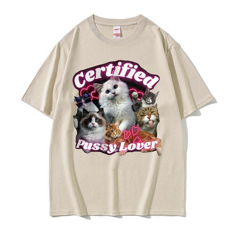 Funny Certified Cute Cat Lover Meme Tee Shirt Men Women Fashion Aesthetic Short Sleeve T Shirt Summer Casual Cotton Tshirt Tops