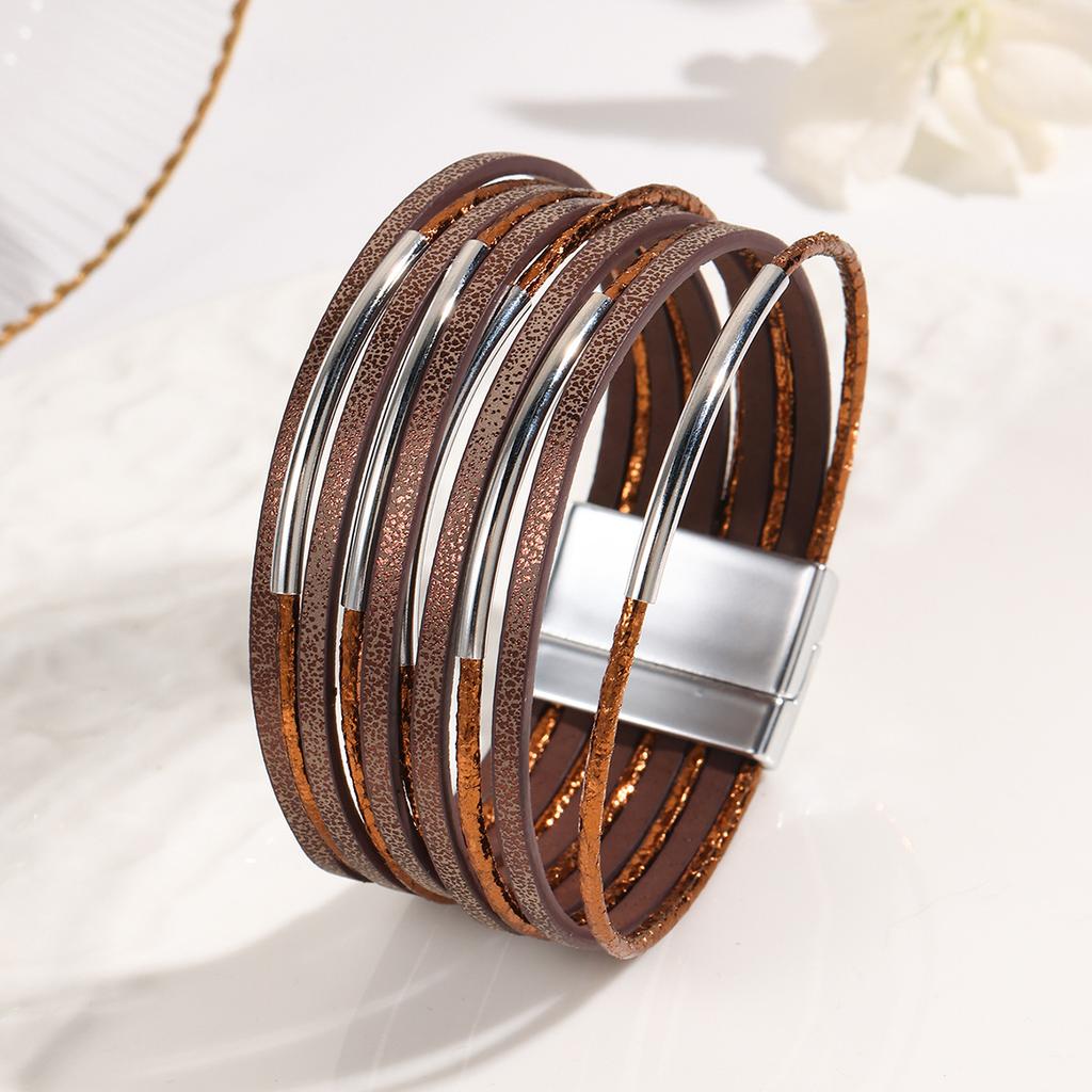 Bohemian Multilayer Leather Bracelet for Women Simple Wrap Bangles Party Jewelry Gifts