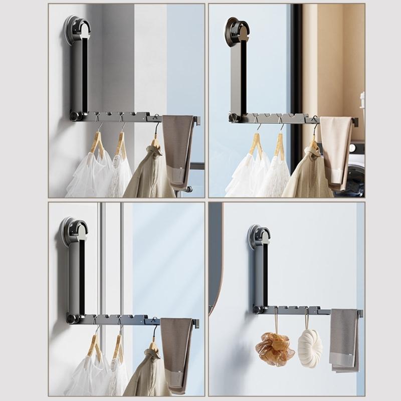 Space Saving Expandable Garment Rack With Practical Aluminum Frame Removable Adhesive Hook For Apartments Dorms