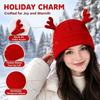 Cute Knit Beanie Cap Warm Deer Horn Beanie Party Reindeer Antler Hat  Adult