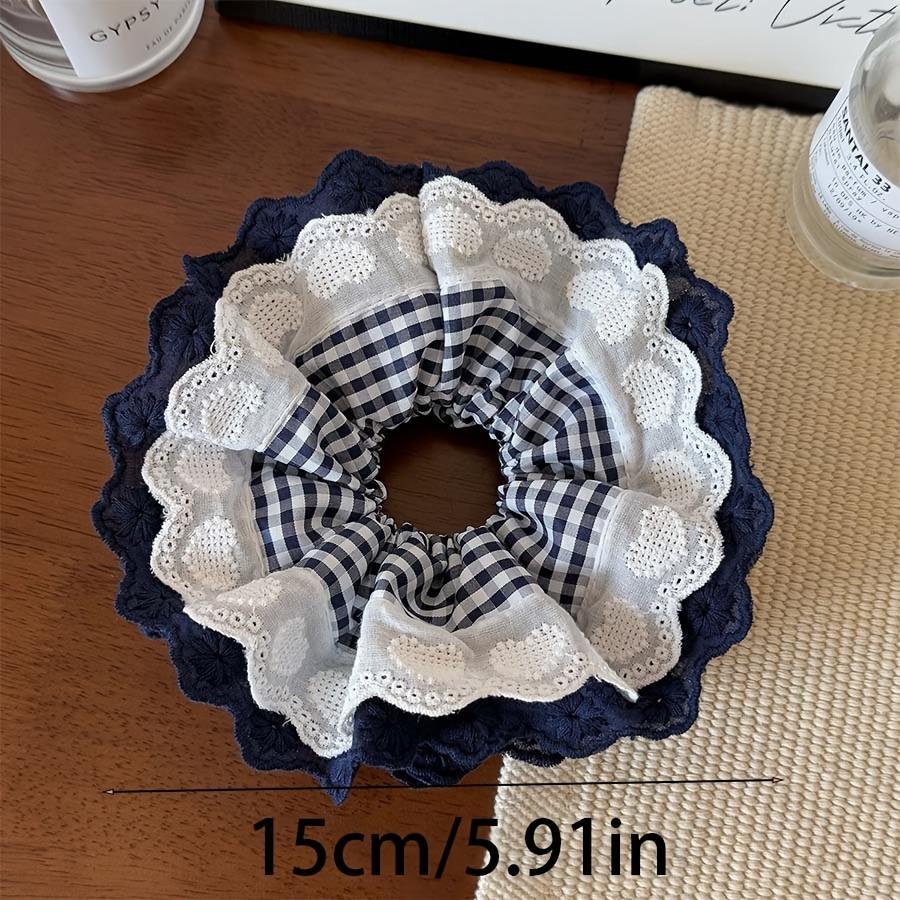 A Set of Women'S French-Style Intricate Design High-End Lace Four-Layer Hollow Edge Large Intestine Hair Tie