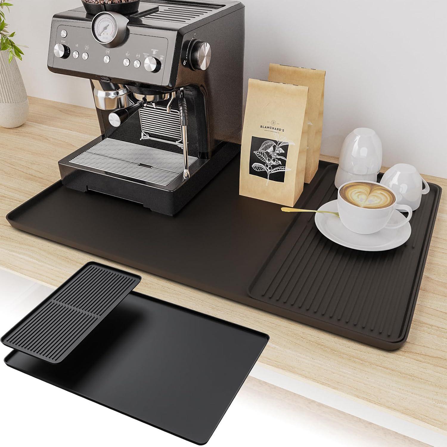 

Silicone 2-in-1 Coffee Machine Mat: Drip-Proof, Anti-Slip, Heat Resistant, Easy-Clean Pad for Bar Counter Small Draining Mat чорний
