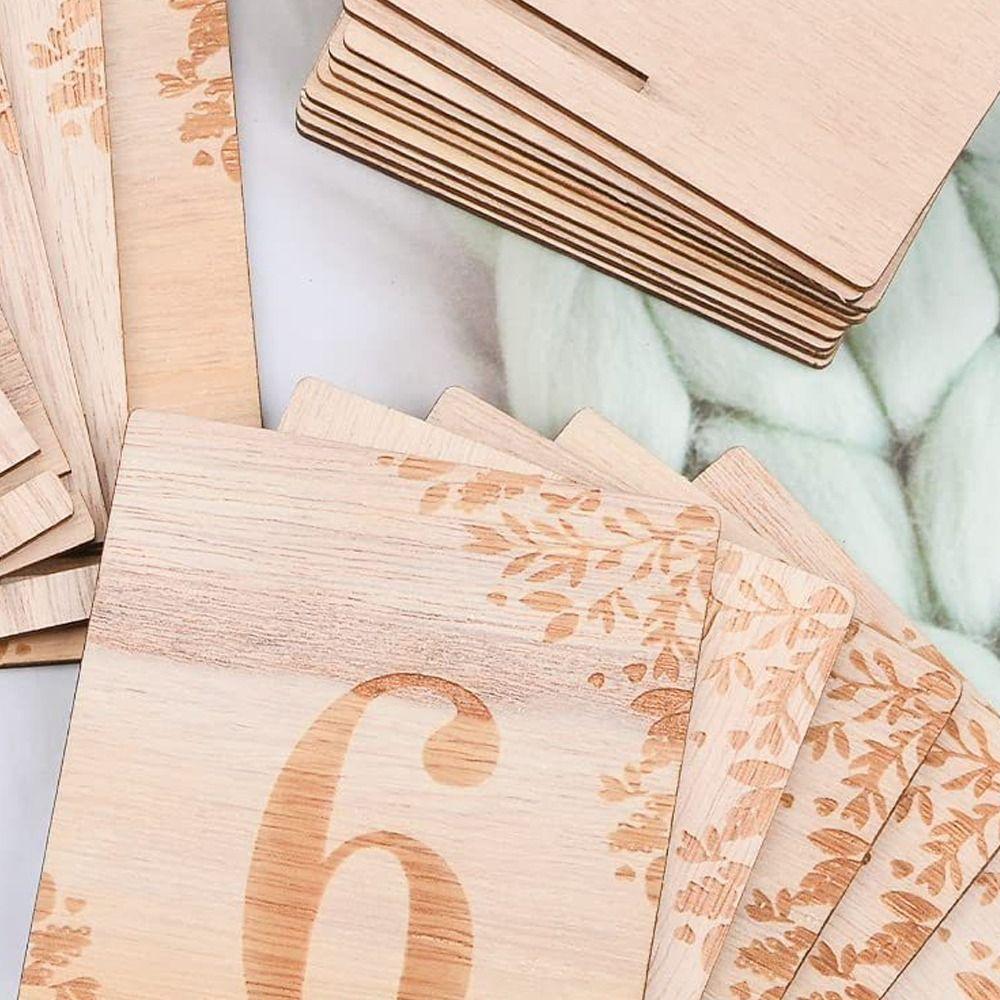 10pcs 1-10 Numbers Wooden Table Numbers Reusable with Base Holder Rustic Table Signs Vintage Elegant Place Card Holders