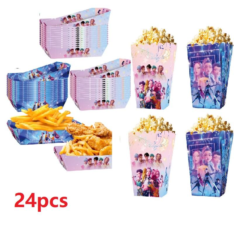 

K-pop Охота на демонов Одноразовый набор столовых приборов для вечеринки Вытягивание флага Вечеринка по случаю дня рождения Корейская K-pop Аниме-вечеринка Saja Boys Флаг Принадлежности для пикника Paper Box set 24pcs