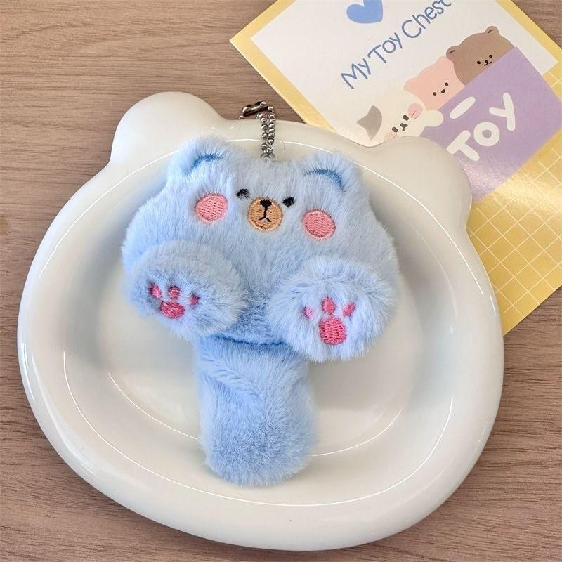 Adorable Plush Cat Doll Brooch Charm Cute Bear Rabbit Backpack Accessory Gift Ideal For Kids