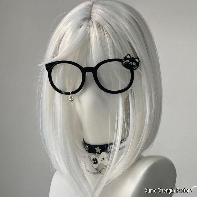 Süßer Rosa Aquarell Katzenpfoten Brillenrahmen - Moe Stil, Semi-Titanium Clip-On, Betont Gesichtszüge für Fotos