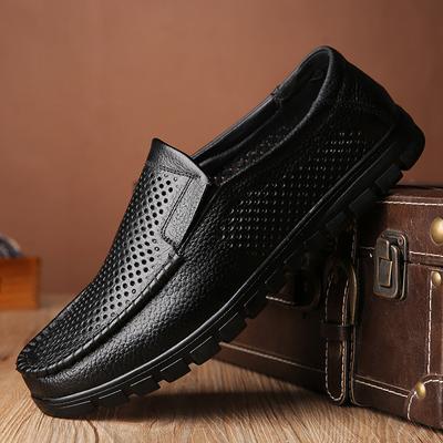 2025 zomer heren leren schoenen ademende leren sandalen casual middelbare en oudere vader holle koele leren schoenen