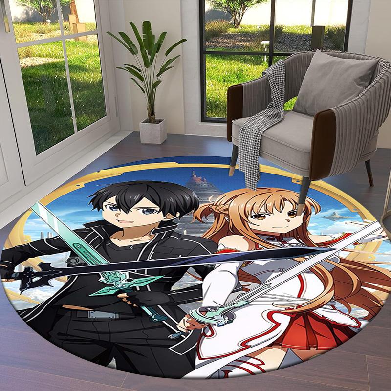 Covor rotund Vortex Crossing Gate, Covor pentru sufragerie, dormitor, canapea, camera copiilor, Covoraș antiderapant pentru podea