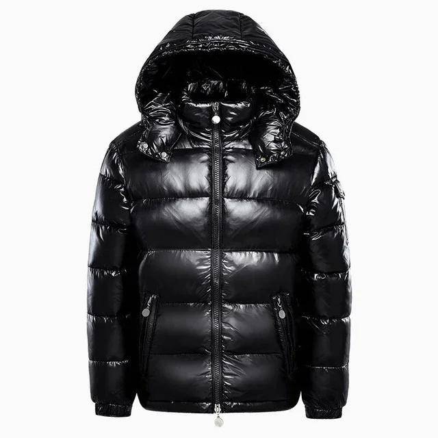 

Winter Mens Clothing Shiny Down Brand Parkas Coats Man Mountain Ski Cotton Thermal Coats Men Thick Windbreaker Hooded Parkas M чёрный