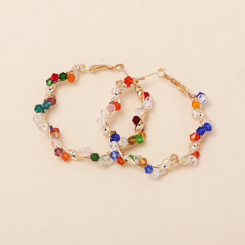 

Irregular Crystal Circle Hoop Earrings For Woman Colorful Fashion Statement Round Shiny Dangle Earrings Female Party Zircon
