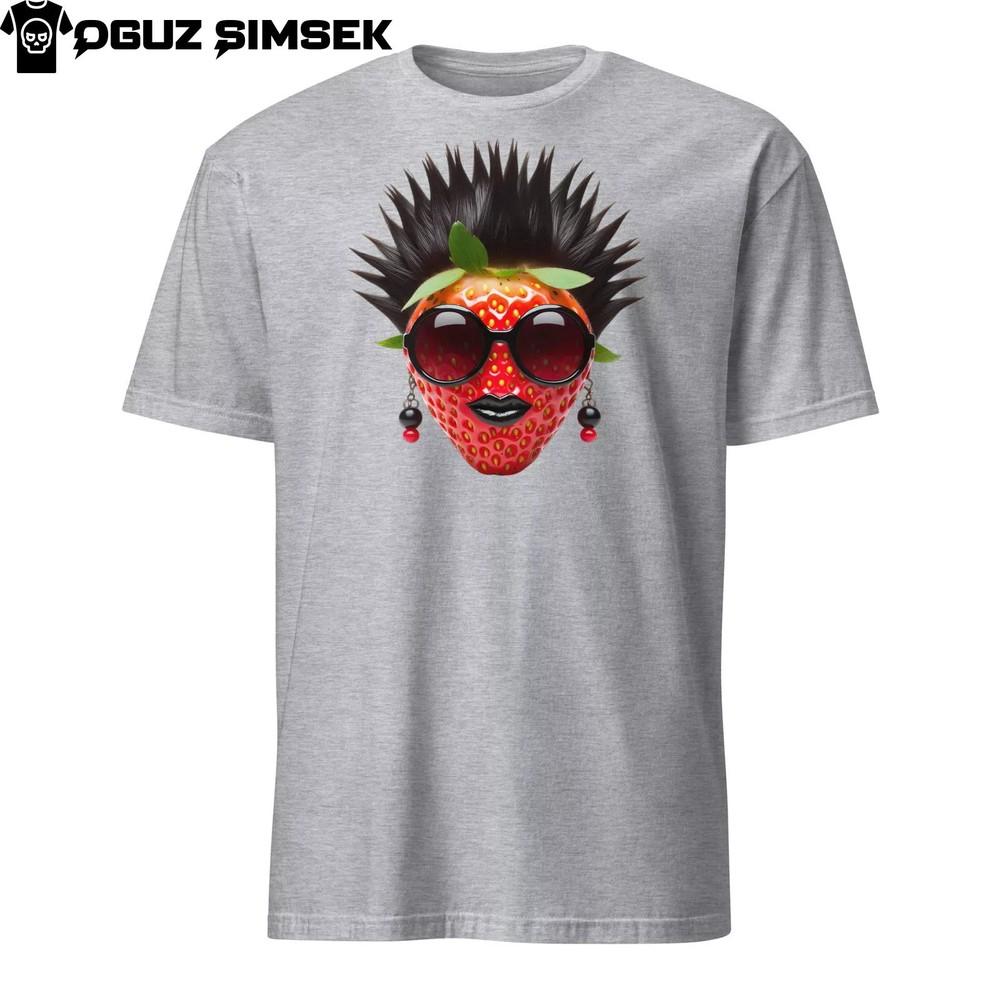 

Unisex Short-Sleeve T-Shirt: Strawberry with Mohawk, Sunglasses, and Earrings XL