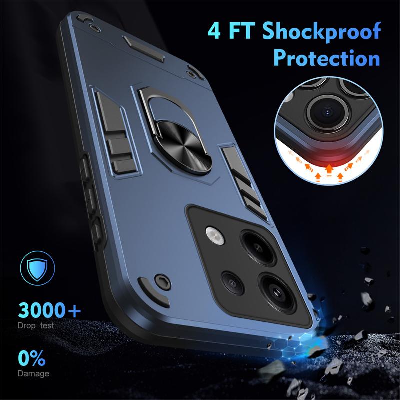 Armor Magnetic Holder Ring Case For Xiaomi Redmi Note 13 Pro 5G 4G Note13 Pro Plus 13C Camera Lens Protect Shockproof Back Cover