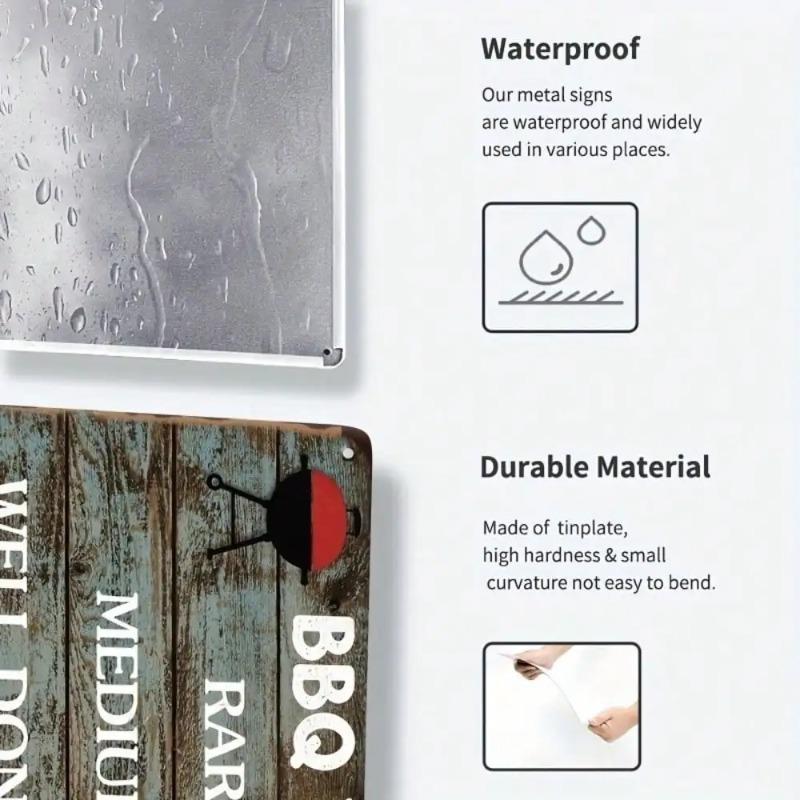 Vintage BBQ Timer Metal Sign Rustic Kitchen Decor Outdoor Grill Art