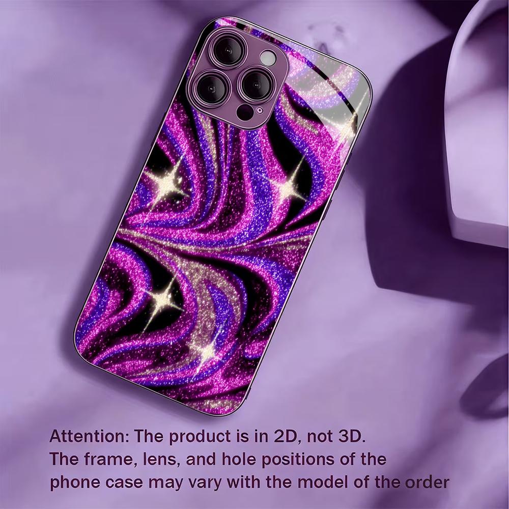 Sparkly Purple Marble Swirl for Coque Iphone for Iphone 17 Case Fashion Case Fundas Glass for iPhone 17 16 15 14 13 Pm Pro Plus