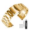 22mm Stainless Steel Watch Gold Unisex Watch Band [Kai Tian] Band, Quick-Release 3-Row Design,