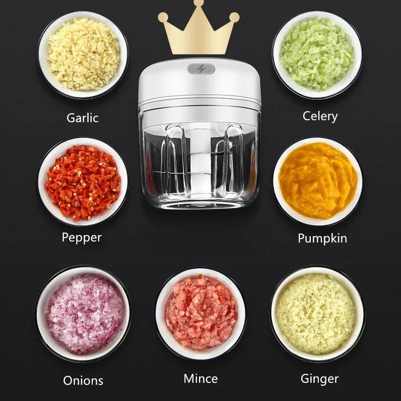 Electric Kitchen Chopper Garlic Masher Meat Grinder Mini Food Garlic Vegetable Chopper Crusher Rechargeable Food Processor