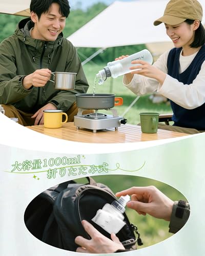 Greeshow GS-286A Portable Foldable Water Filter Bottle, 2025 Improved Model, Ideal for Disaster Preparedness, Outdoor Activities, Hiking, Camping, and