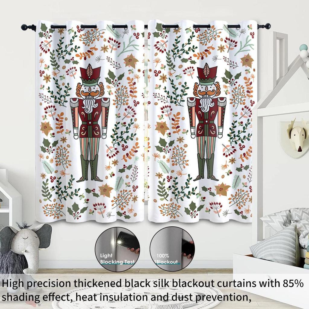 Specialdesignade Nötknäckare Digitaltryck Mörkläggningsgardiner - Tjock Polyester med Värmeisolering & Solskydd