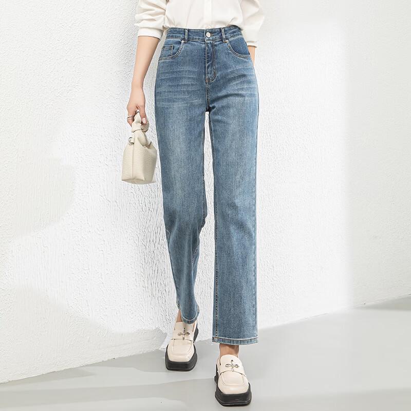 Fanzhen Women's High-Waist Straight-Leg Cropped Jeans