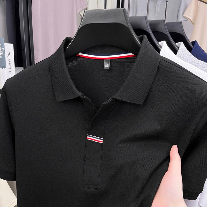 Out-Of App Men'S Light Luxury Short-Sleeved Polo Shirt Men'S Premium Button-Down Lapel Half-Sleeved T-Shirt
