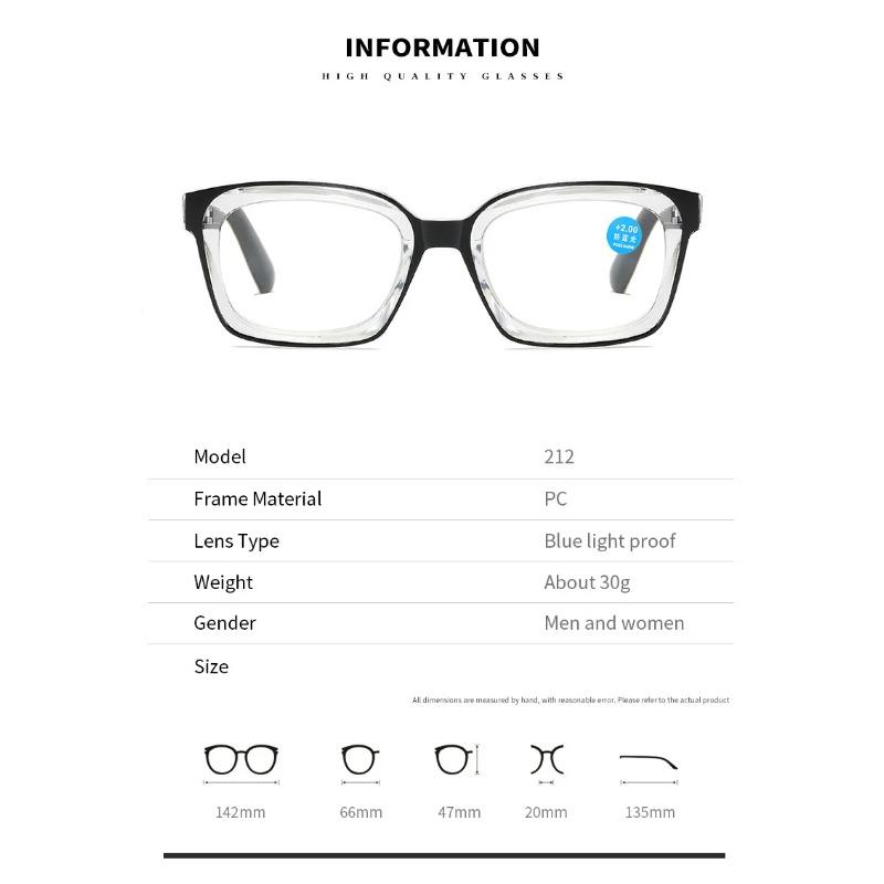 Unisex New Retro Large Frame Reading Glasses Fashion High-definition Anti-blue Light Spring Leg Presbyopia Glasses To +4.0