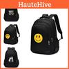 Smiley Face Letter Back Coffee Cup Pattern Large Capacity Business Backpack For Commuting And School