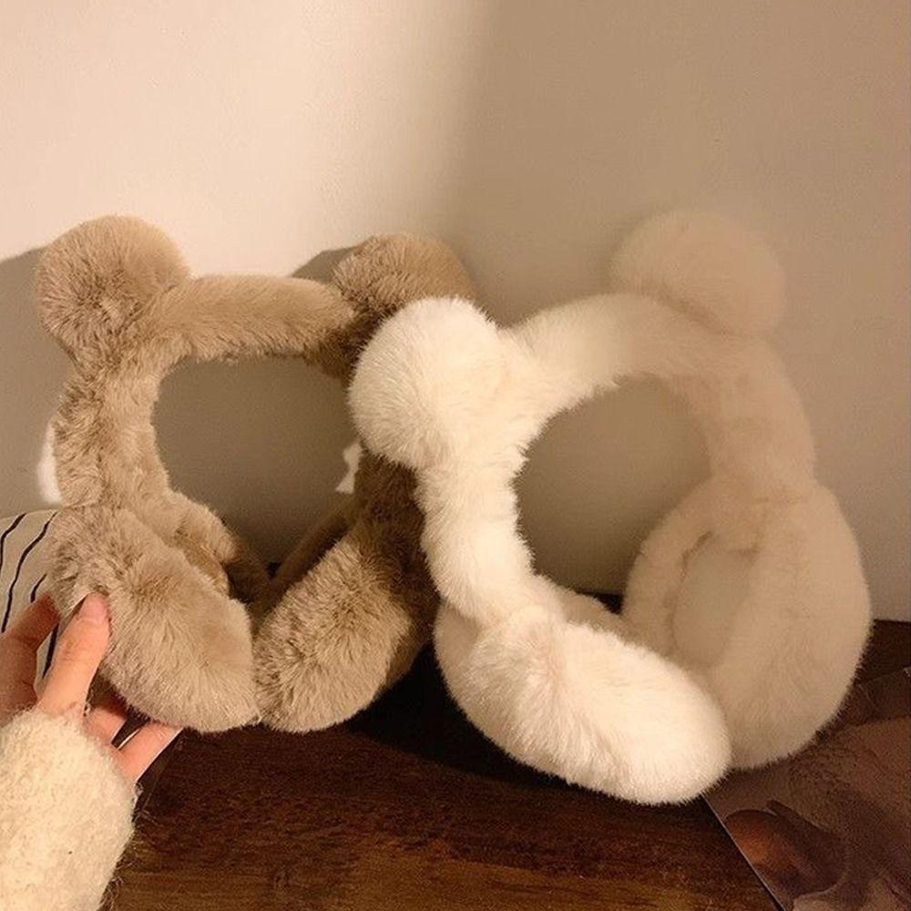Plush Ear Warmer Anti-Freeze Ear Cover Fashion Bear Ear Earmuffs  for Women Girls