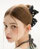 Vvv Satin Dot Double Ribbon Hair Clip _ Black