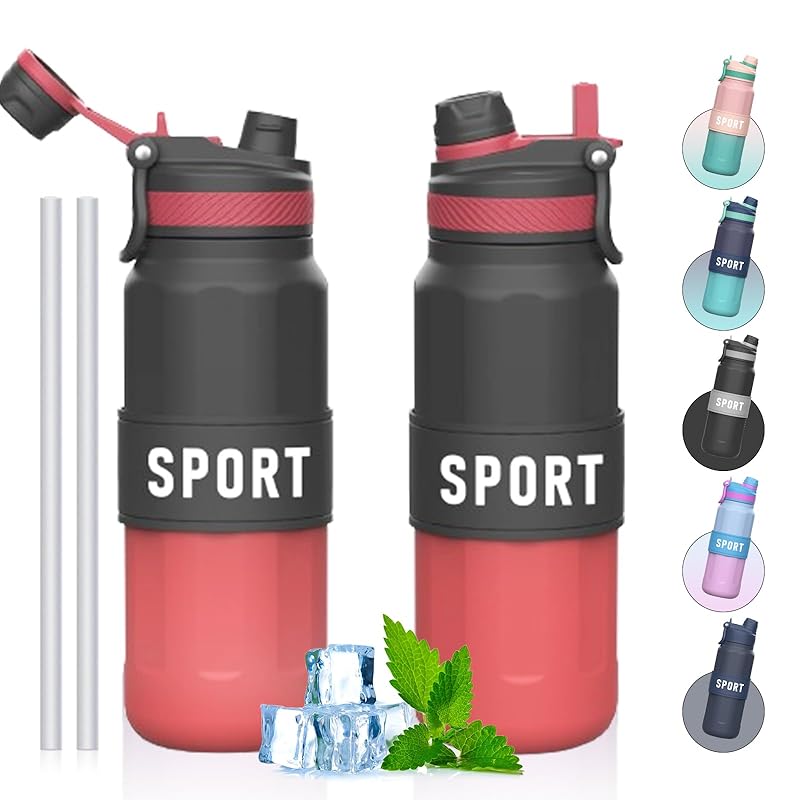 

HAPPDA water bottle With straw 1l plastic sports wide mouth water bottle bpa free lightweight slim handle with silicon ring Does not leak office