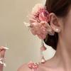Elegant Pink Fairy Tassel Flower Hair Clip – Sweet Vacation Style Duckbill Accessory
