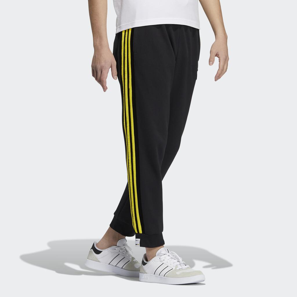 Adidas Neo X Smiley Collab Track Pants With Cuff And Contrast 3-stripes Men Bottoms Black HB7411