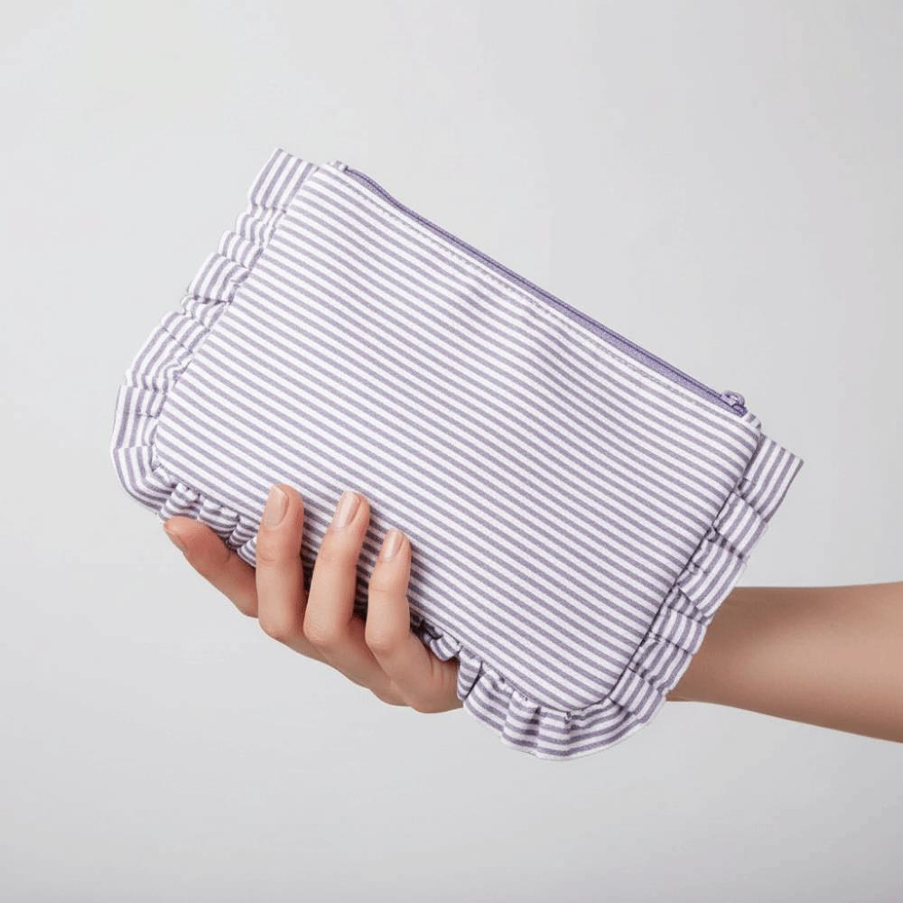 Large Capacity Striped Pattern Cosmetic Bag Striped Pattern Make Up Organizer  Travel Accessories